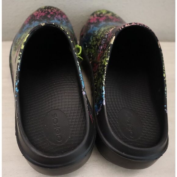 OOFOS Women's Sz 39 US 8 Black Multicolor Splatter OOFOAM Slip-On Clogs - Picture 4 of 15